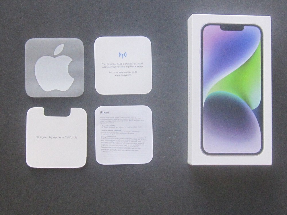 Apple iPhone 14 Purple ~ 128GB ~ EMPTY BOX ONLY! With Sticker