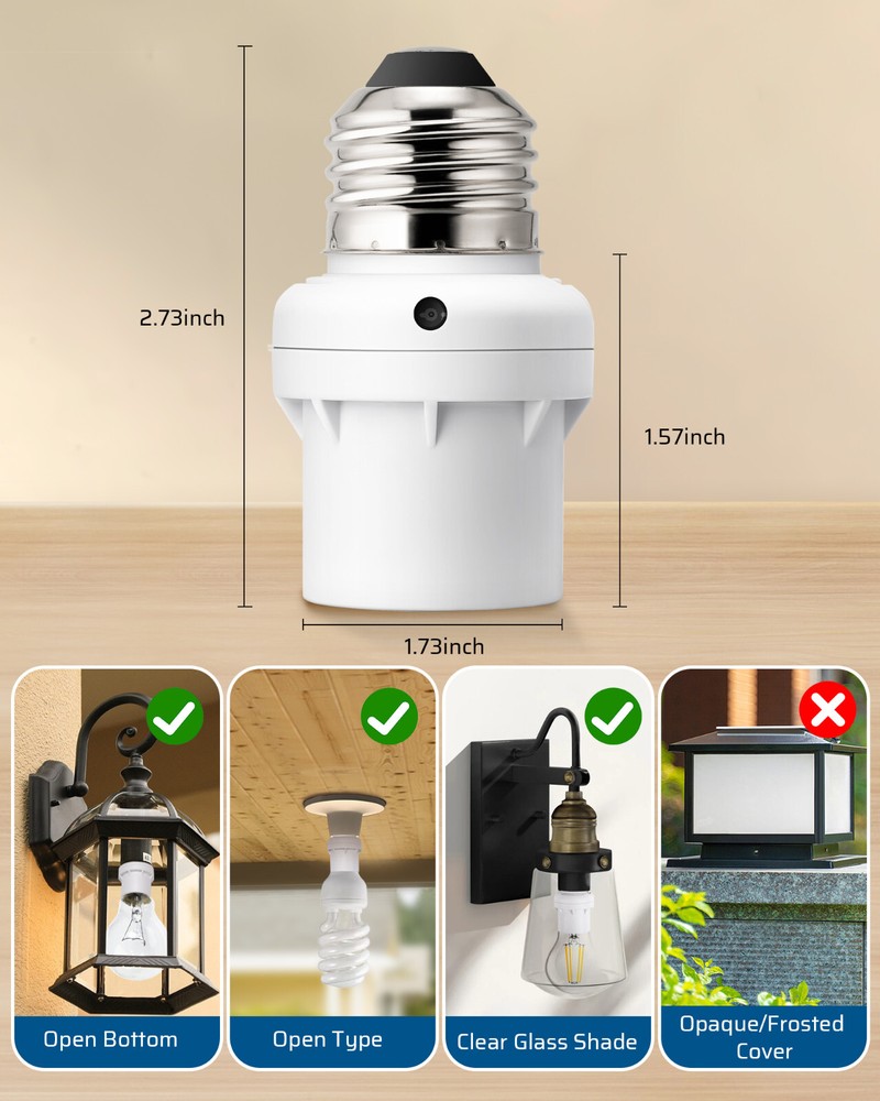 DEWENWILS 4 Pack Light Sensor Socket Dusk to Dawn Sensor Light Bulb Socket
