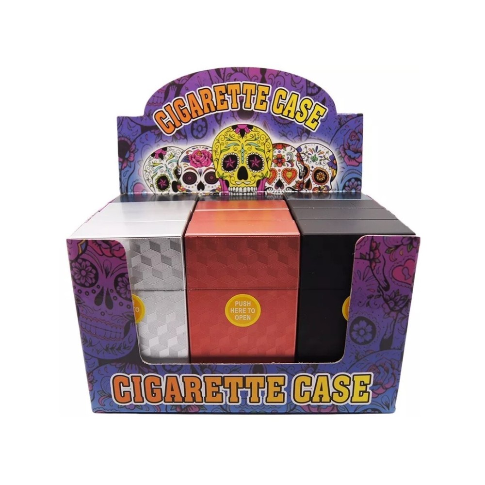 3 Pack King Size Push-to-Open Plastic Cigarette Case Cube Square Design