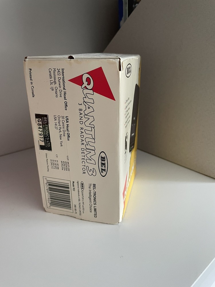 BEL QUANTUM 3 Band Radar Detector Model 922 Complete With Box!