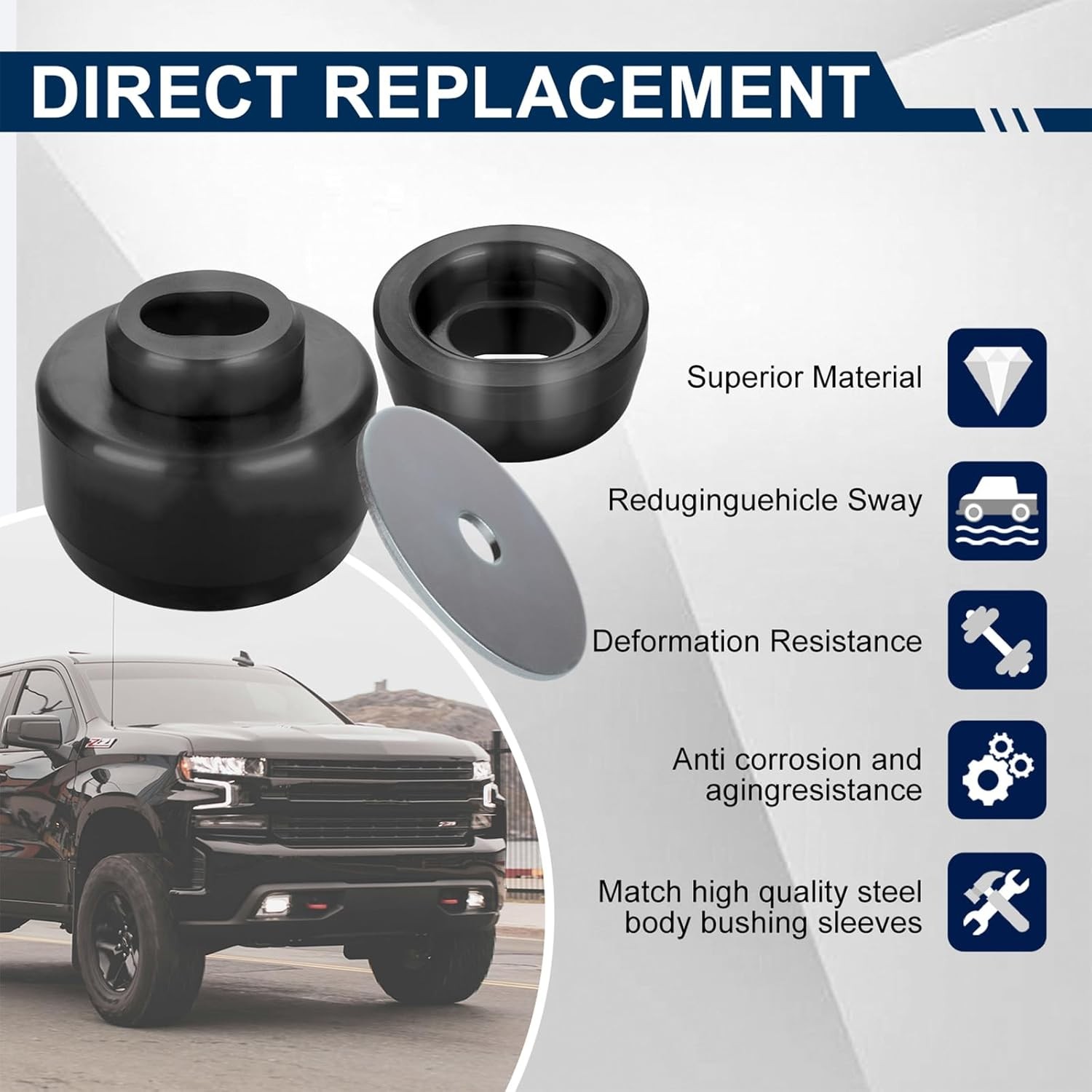 7-141 Body Cab Mount Bushing Kit For 99-14 Chevy Silverado GMC Sierra 1500/2500