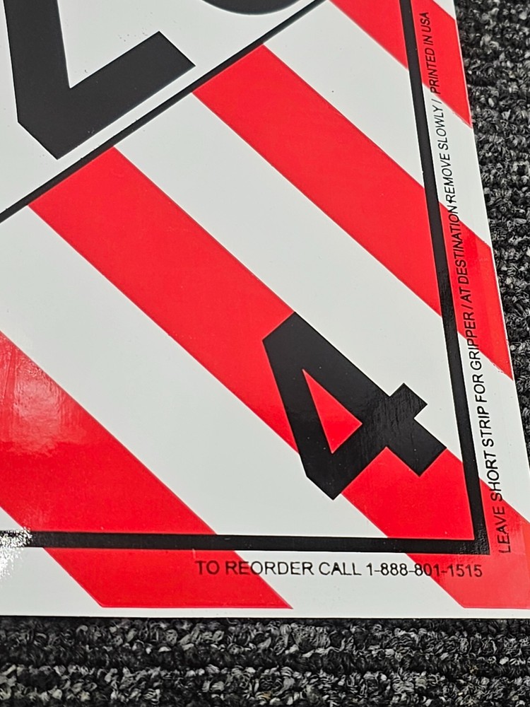 (QTY 67) Labelmaster 1325 Flammable Solid Hazmat Placard E-Z Removable Sign