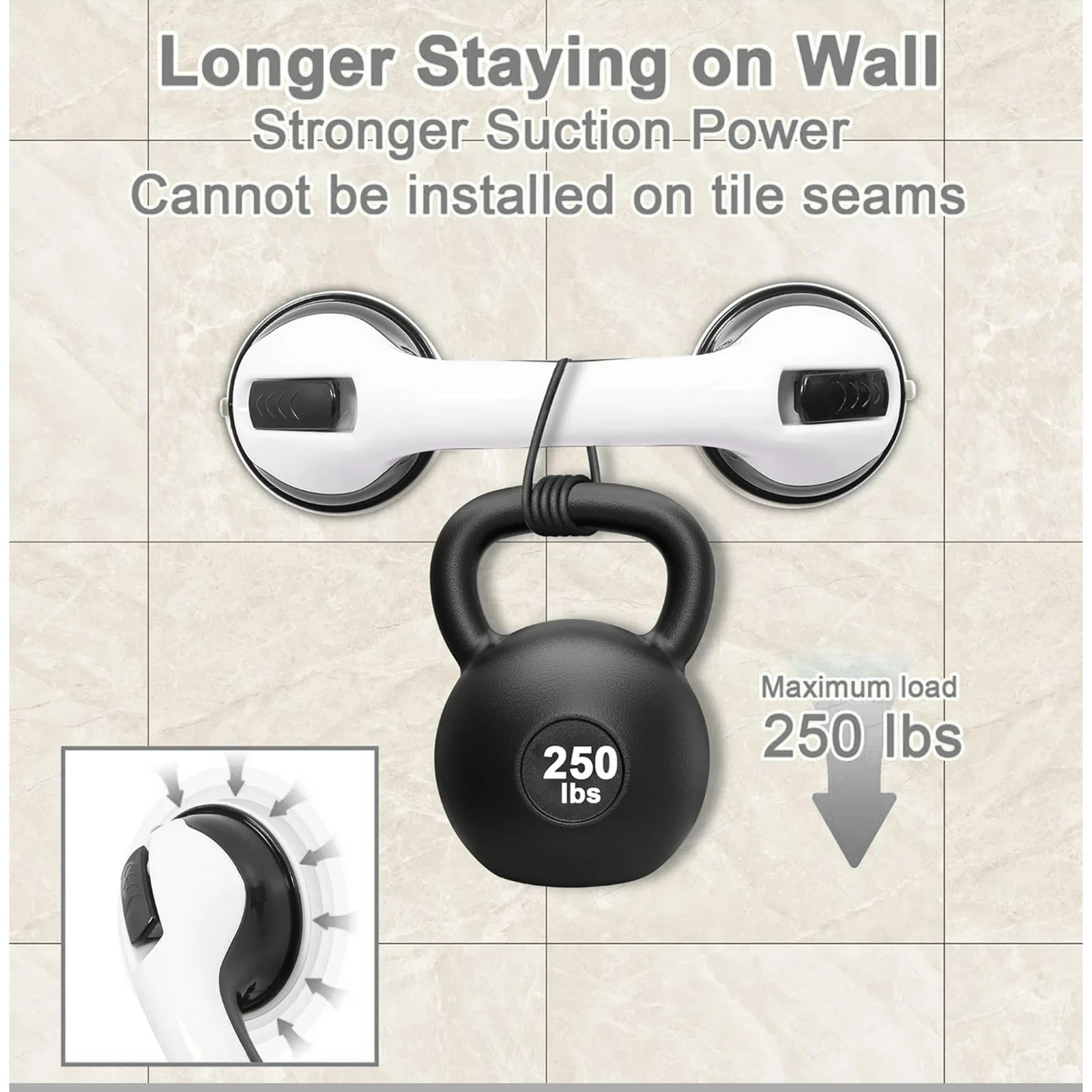 2PKS Helping Handle for Shower Suction Grab Bars for Bathroom Portable Safety