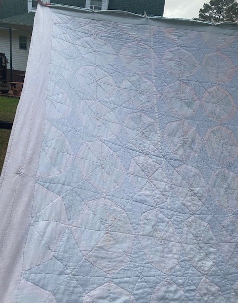 String Scrappy Spiderweb Pattern Quilt Vintage Antique Patchwork Hand Sewn