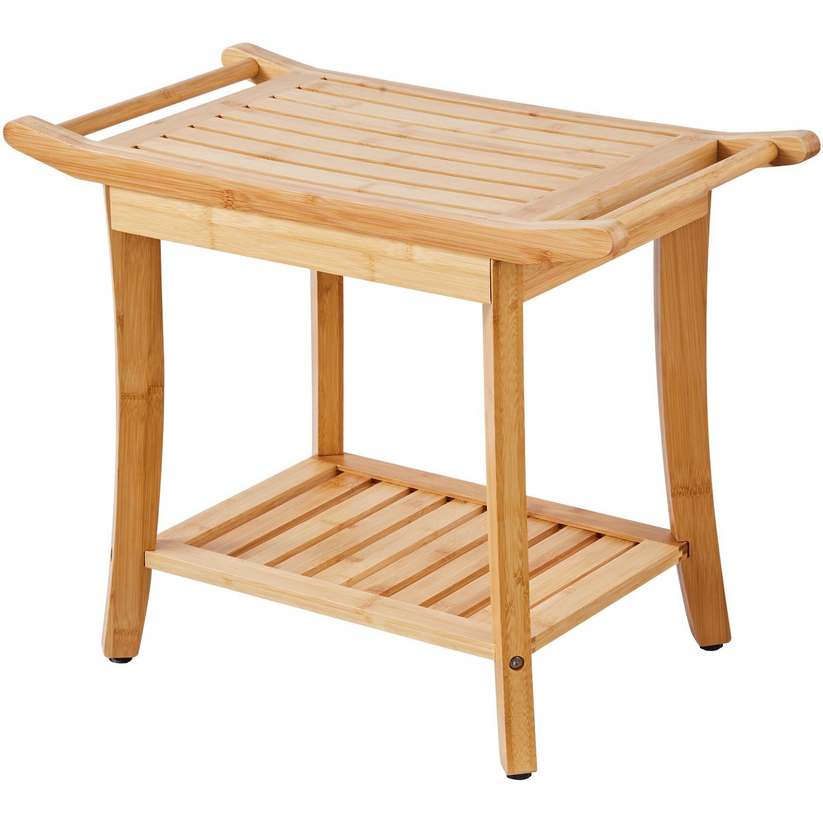 VEVOR Bamboo Shower Bench 24 x 13.8 x 18.9 in Shower Stool Chair w/Storage Shelf