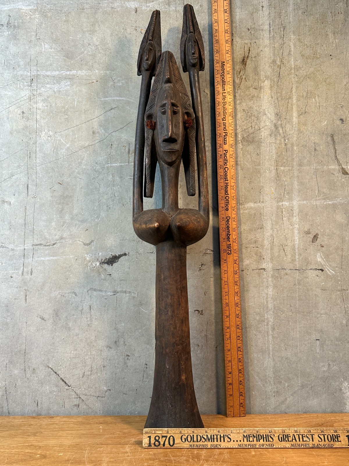 AFRICAN SCULPTURE - Large Bamana Rhythm Pounder Female Janus 19th C 38"