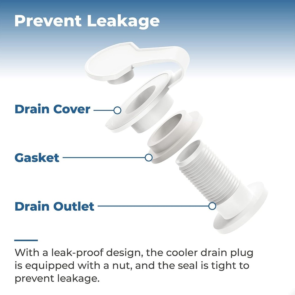 1.5" Shaft Length Cooler Drain Plug Assembly Replacement for 1PACK, White