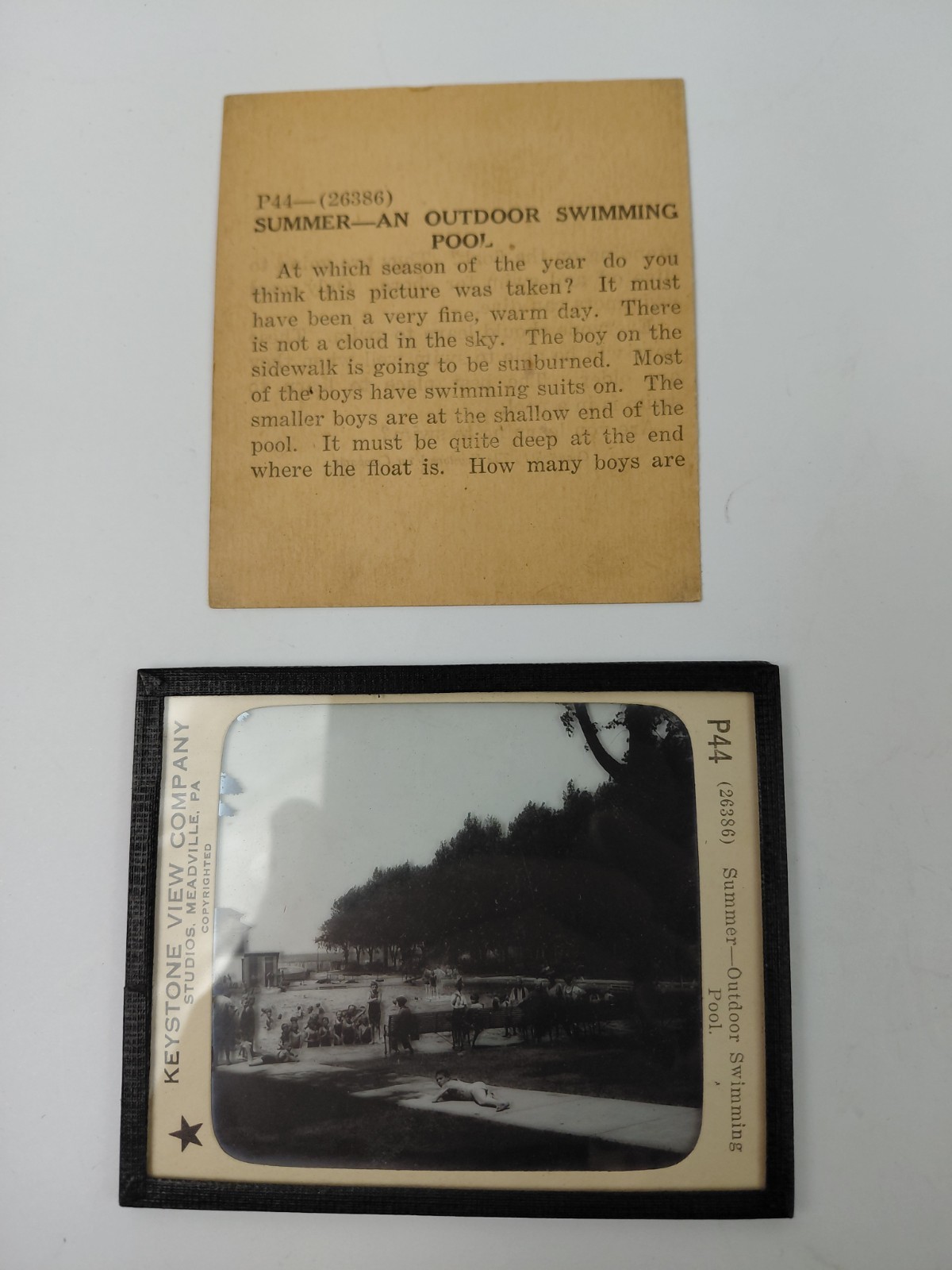 Magic Lantern Glass Slide Photo Keystone P44 Summer Outdoor Swimming Pool