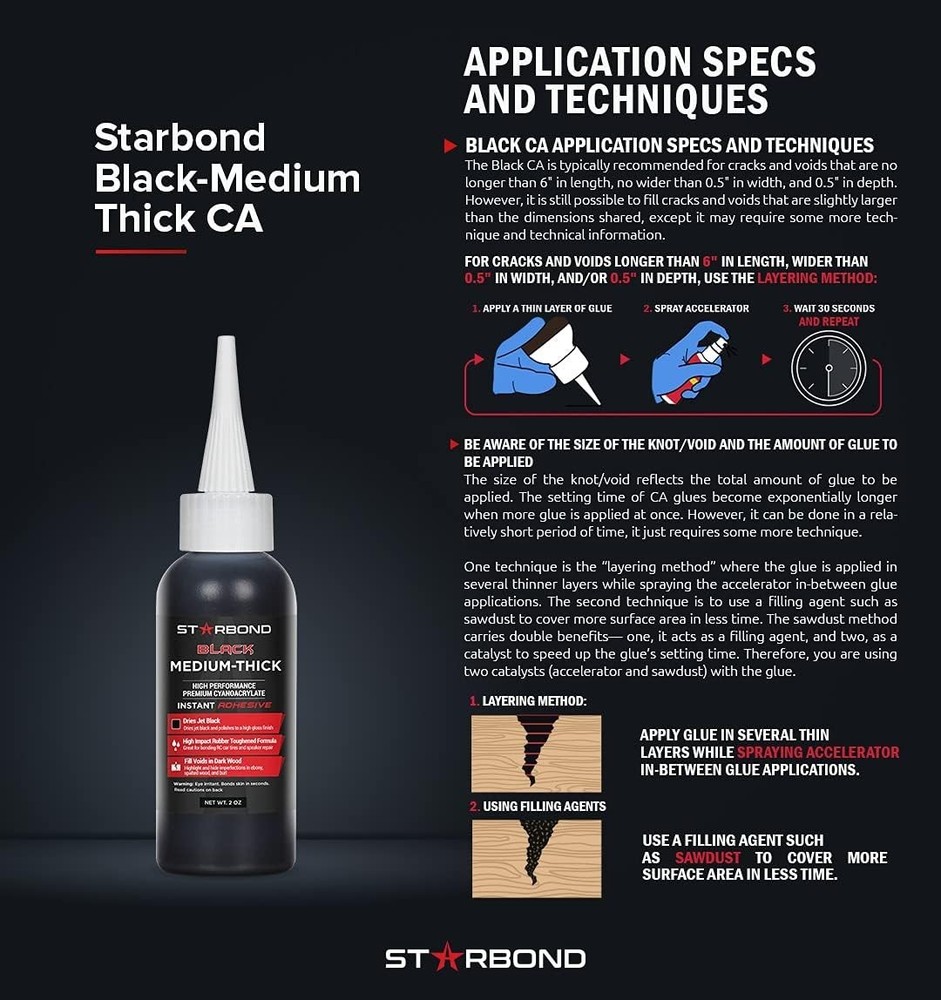 Black CA Super Glue Kit - 16oz Refill