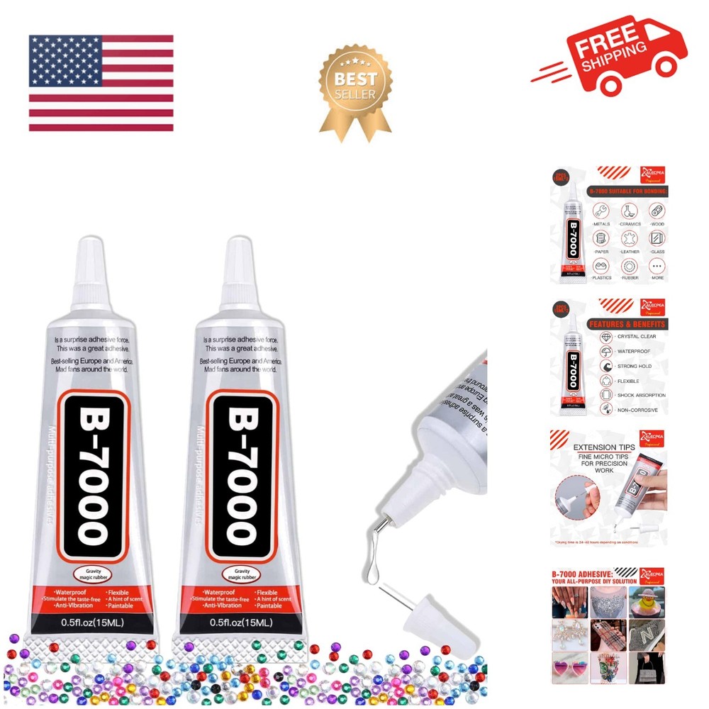 B-7000 Craft Glue for Jewelry Making - 15ml/0.5oz 2 Pack - Multi-Function B-7...
