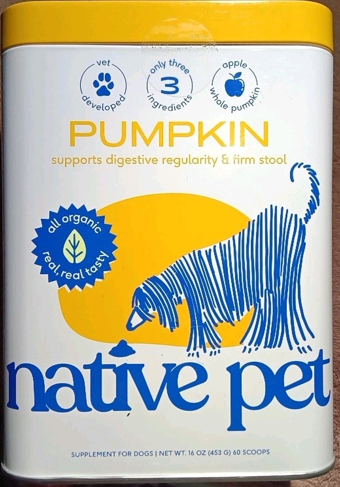 2 NATIVE PET PUMPKIN DIGESTIVE REGULARITY STOOL DOG SUPPLEMENT 60 X2 120 SCOOPS!