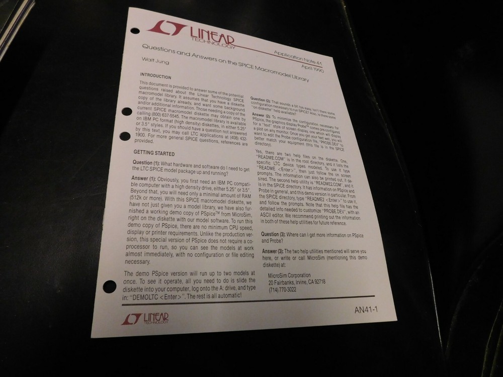 Electronics Specification Guide Application Linear Technology SPICE 1990