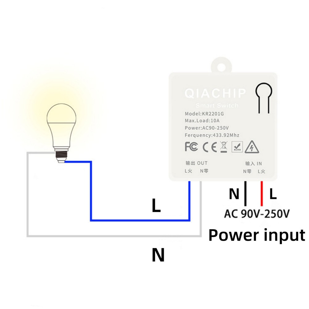 AC 90V~250V 10A 433mhz Receiver Module Wireless Light Switch Anti-interference
