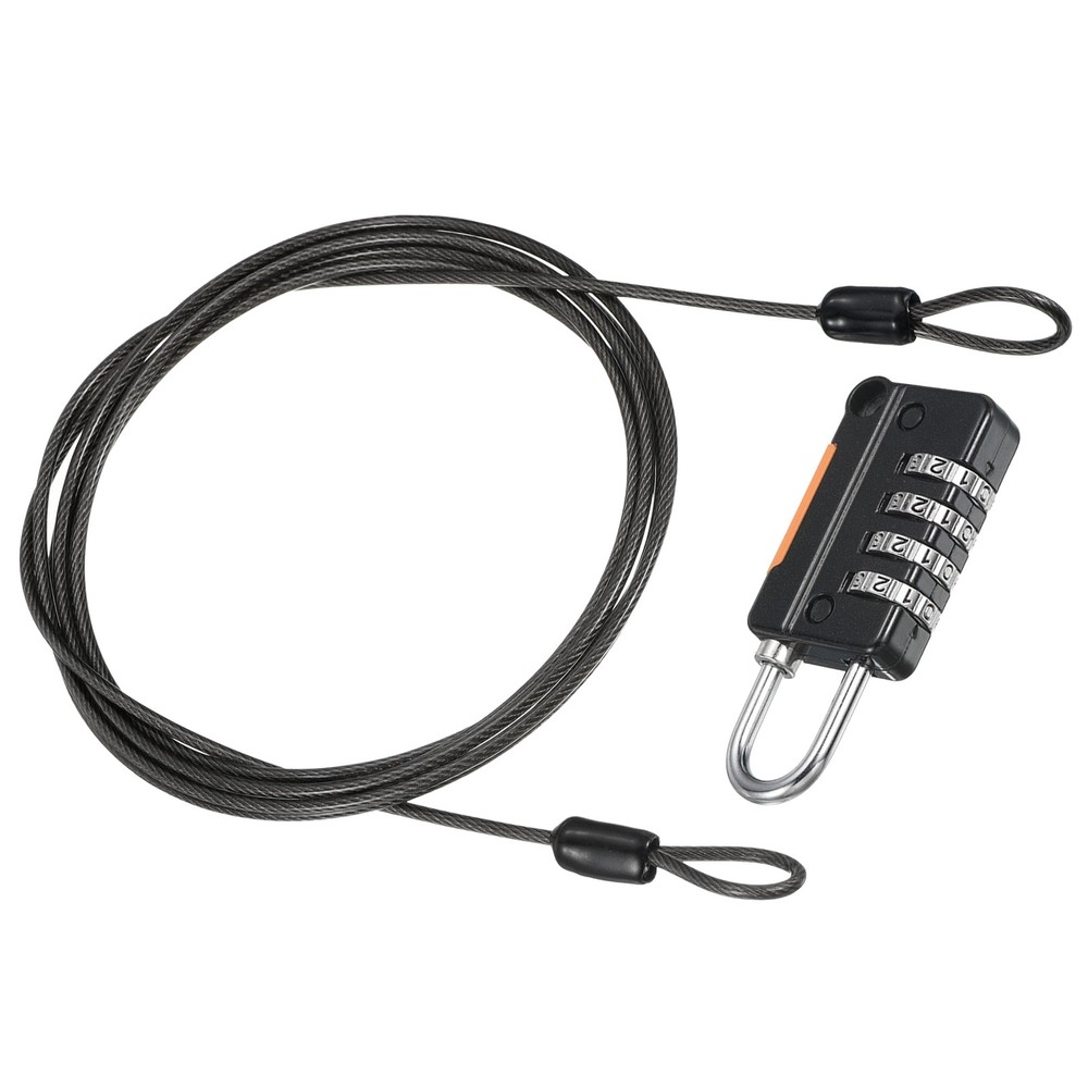 1Pcs 6.5Ft 4Digit Security Cable Padlock DIY Combination Lock