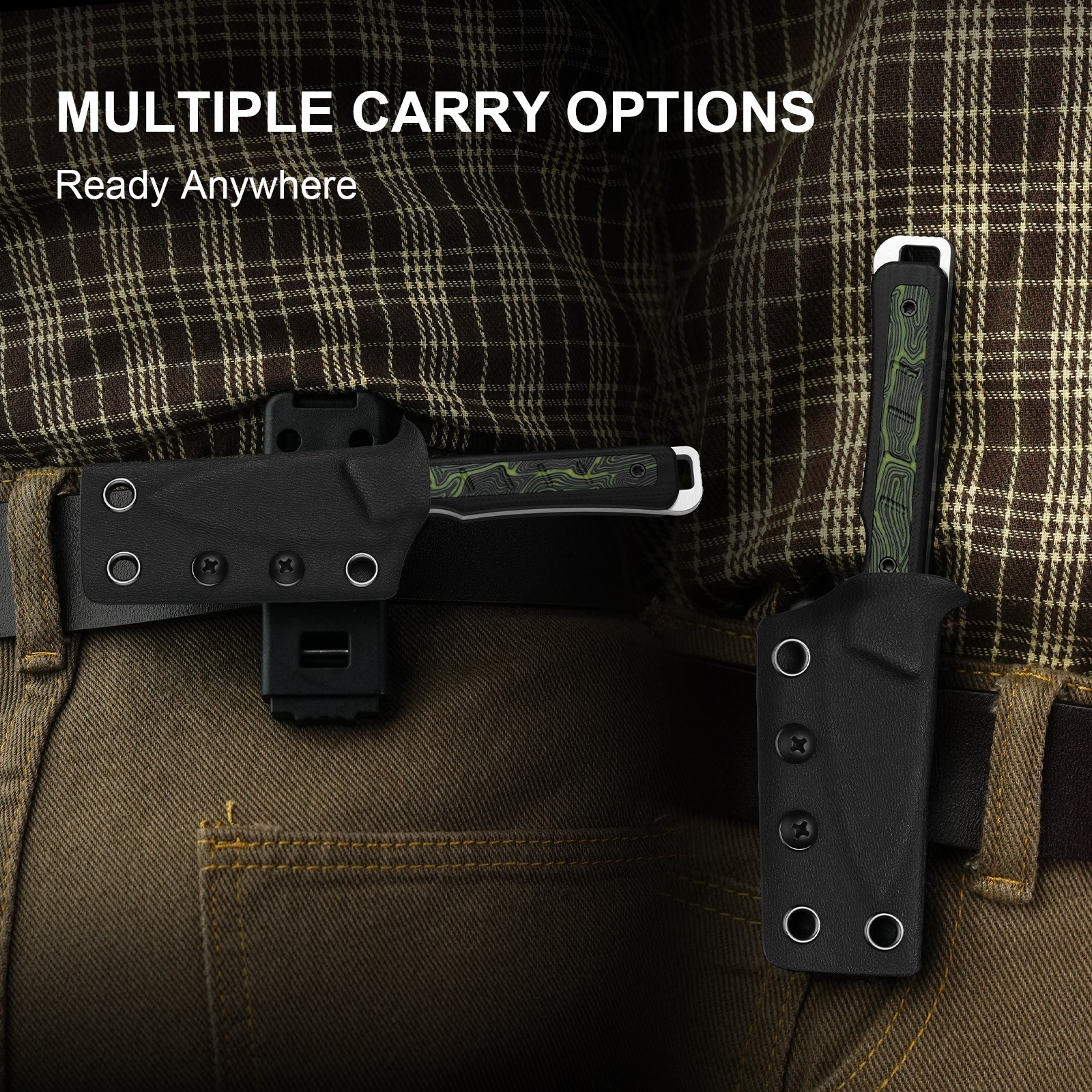 Kizer Whiskey Jack Fixed Knife AEB-L Blade G10 & Damascus G10 Handle With Sheath