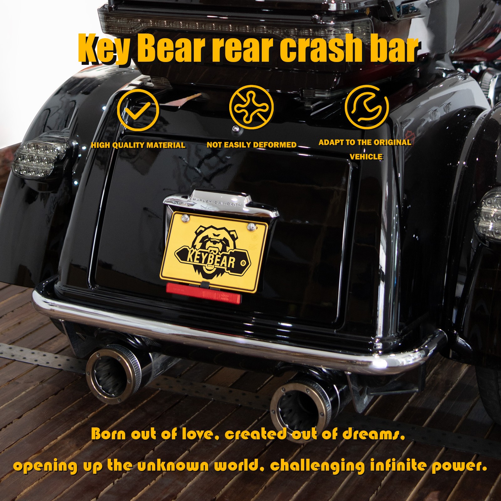 Harley Davidson Rear Crash Bar fit for 09-2024 Triglide/20-22 CVO Tri Glide Gu