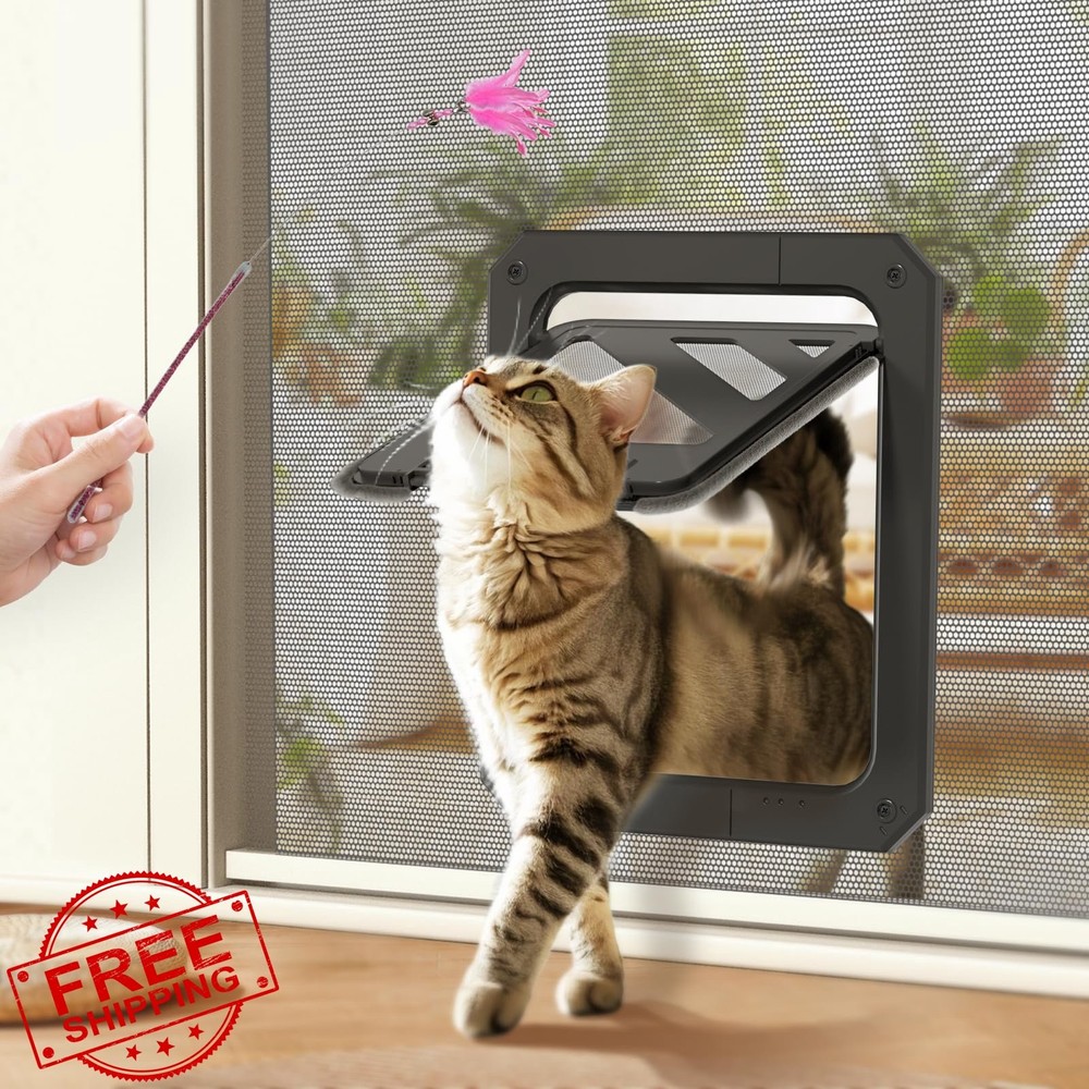 LIBBEPET Cat Door Screen Lockable Magnetic 7x9 Black