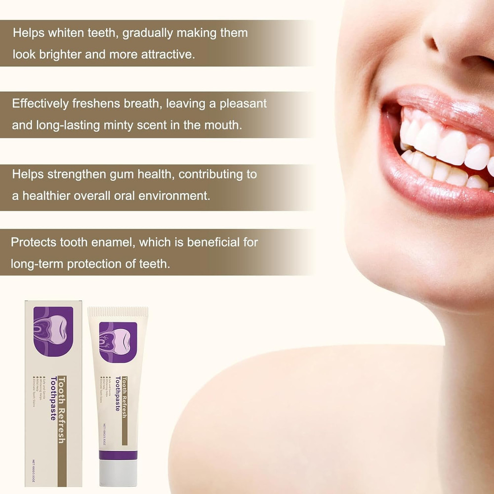 2Pcs Tooth Refresh Toothpaste, Fresh Breath Toothpaste, Natural Oral Care & Enam