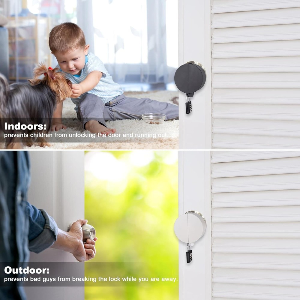 2 Pack Door Knob Lockout Device with Padlock,Temporary Black-2