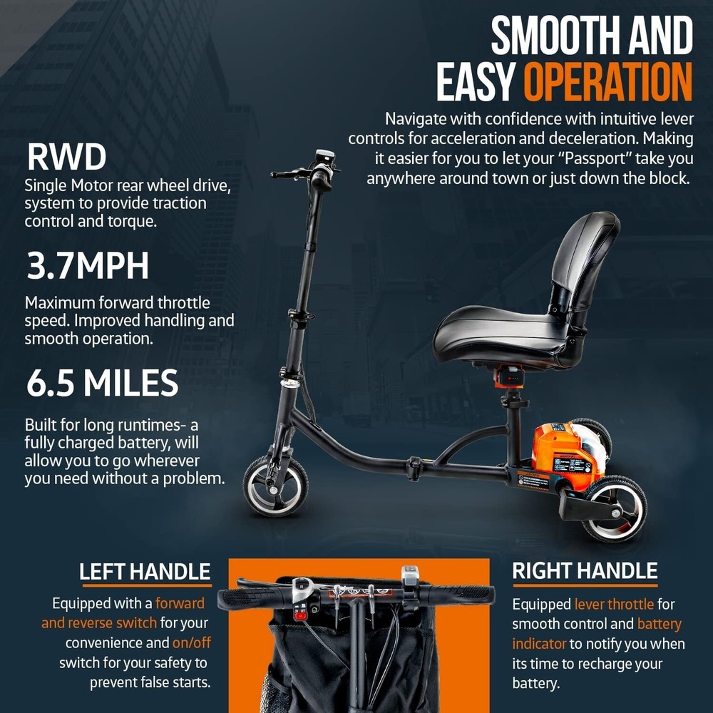 SuperHandy 3 Wheel Folding Mobility Scooter
