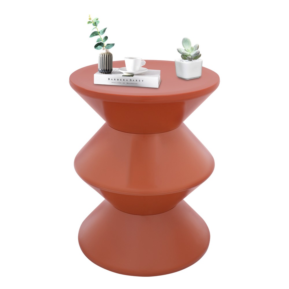 Orange Round Side Table Indoor PET End Table 36*45cm Floor-Standing Side Table