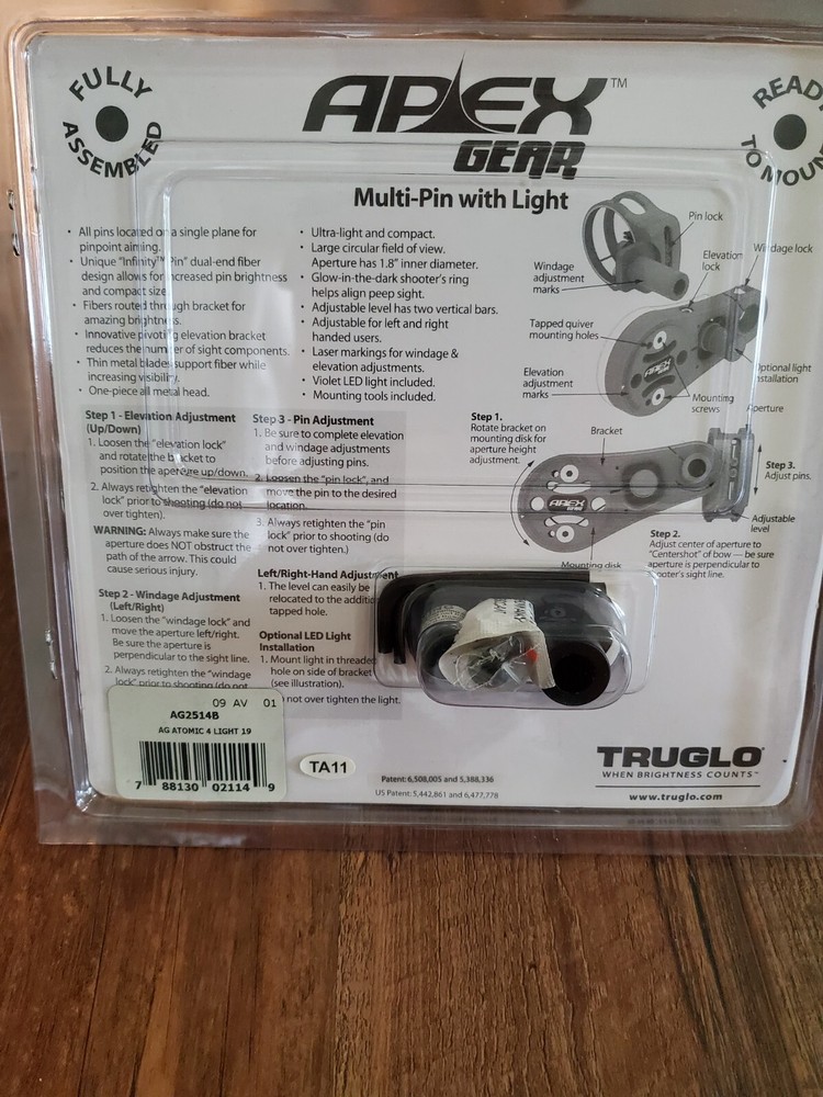 Apex Gear Atomic Multi Pin With Light (4pins) archery sight