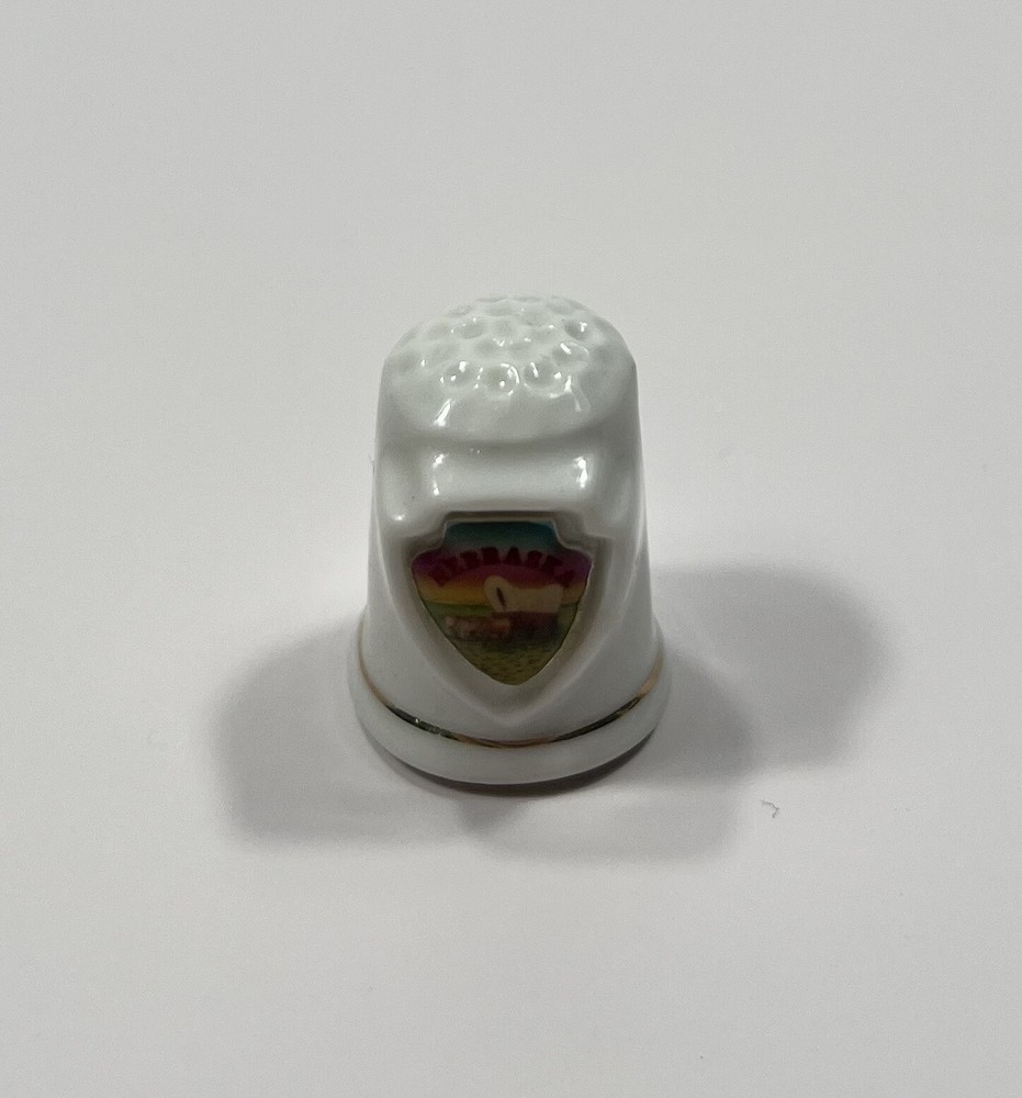 Nebraska Porcelain Thimble Covered Wagon