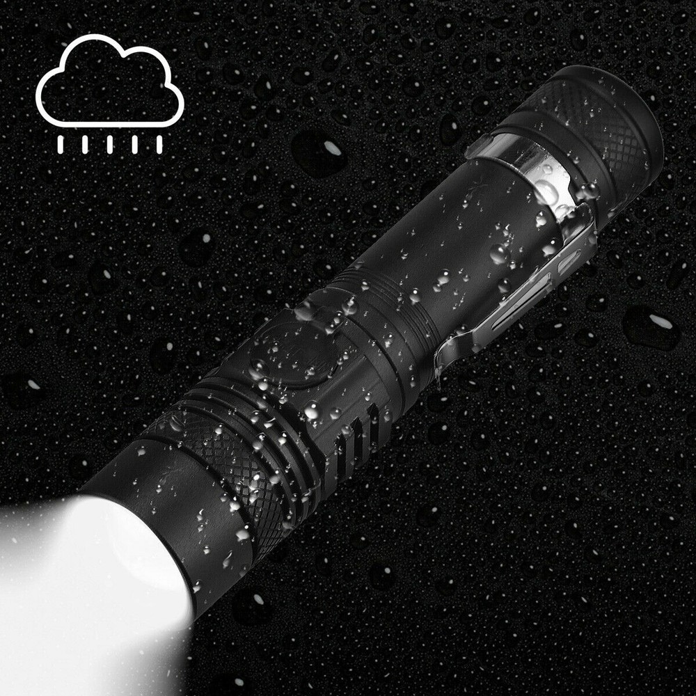 2 PACK LED Flashlight Rechargeable USB LED Tactical Torch Light Lamp