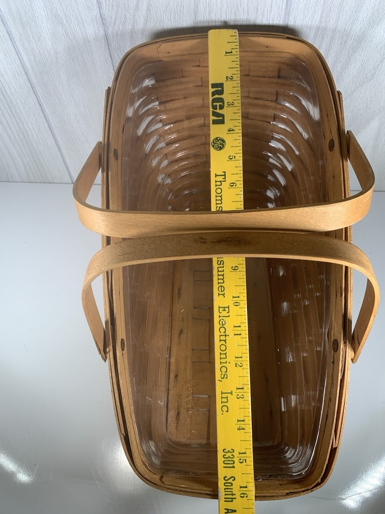 Vintage Longaberger Vegetable Basket Large Handwoven double handle Protector