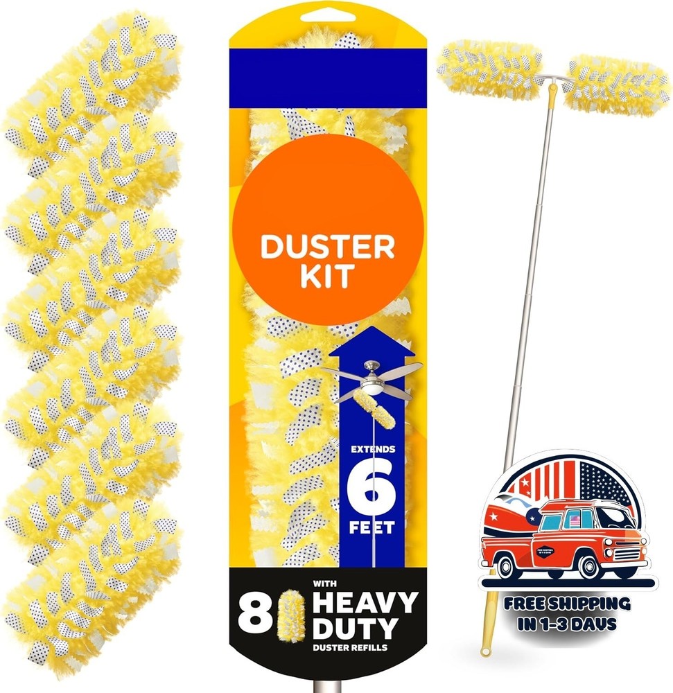 Kit de plumero con mango súper extensible de 1,8 m, resistente y compacto NUEVO