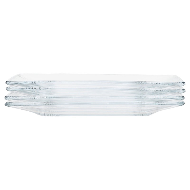 12 Piece Clear Glass Dinnerware Set Dishwasher Safe Plates Bowls Salad Stackable