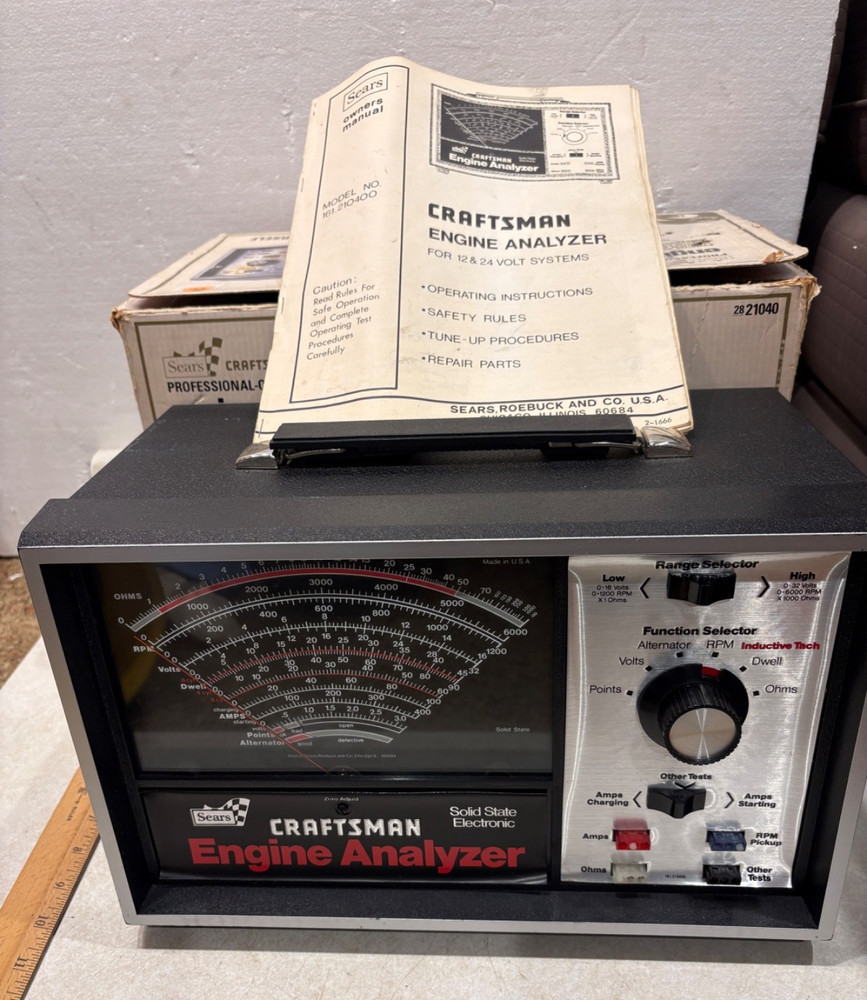 Vintage Sears Craftsman Engine Analyzer 28-21040 w/ Accessories & Box