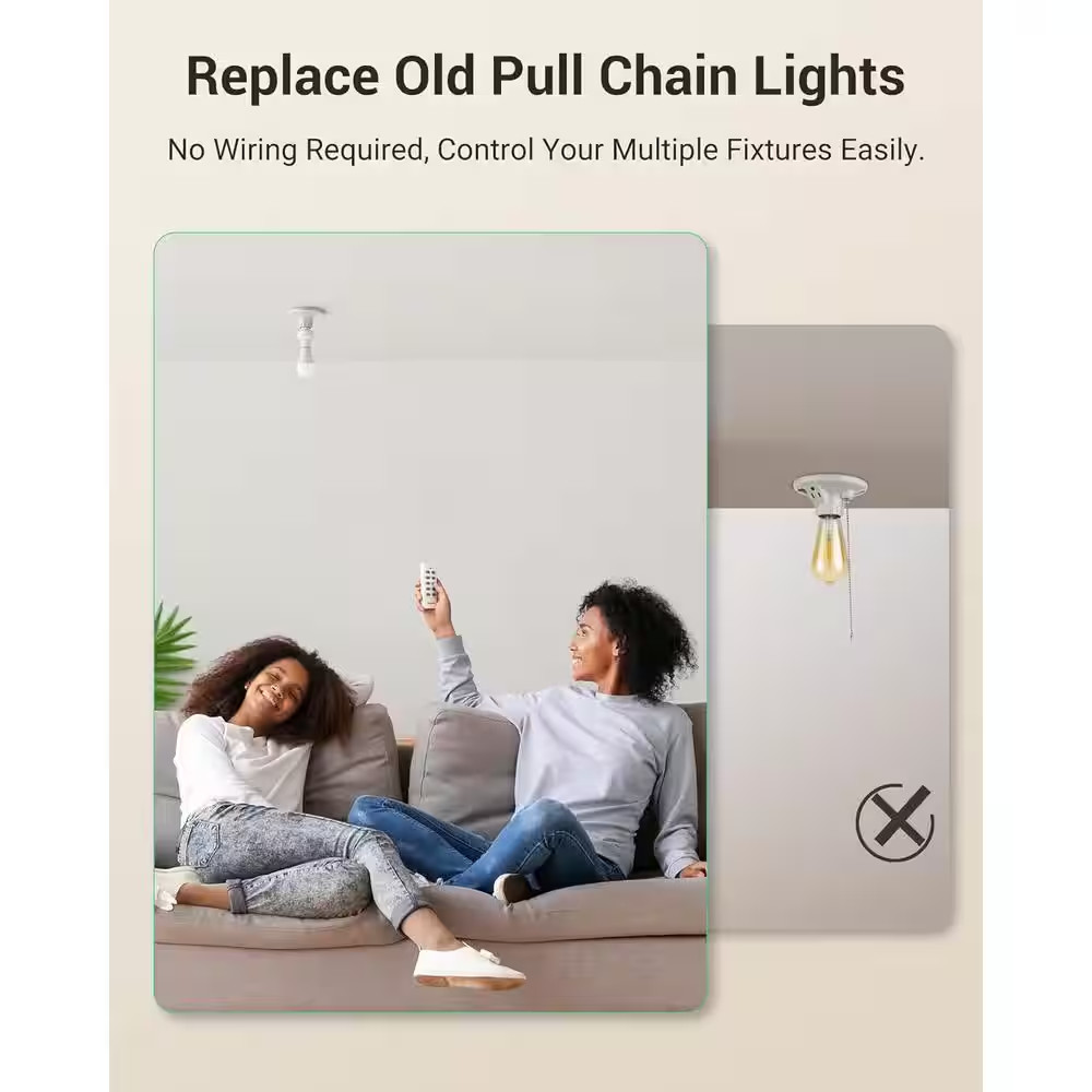 120-Volt Remote Control Light Bulb Socket Switch Kit, White (1 Remote plus 3 Soc