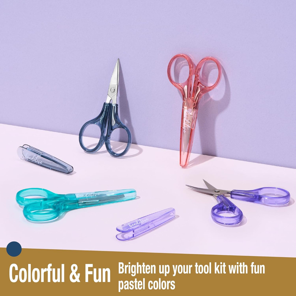Detail Craft Scissors Set (2 Pcs) Curved and Straight, Sharp, Compact | Sewing,