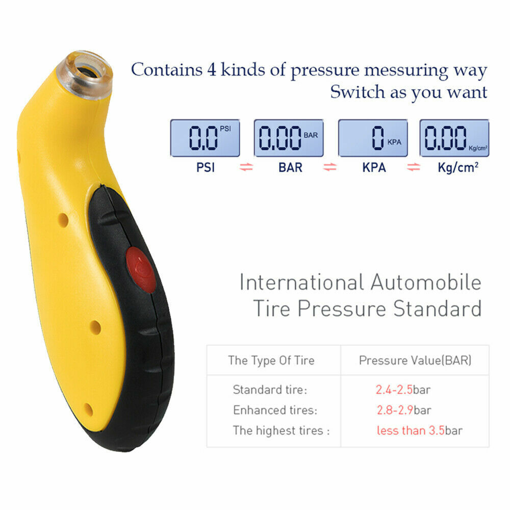 Tire Pressure Gauge Digital LCD Handy Air Gauge For Car Truck Motorcycle Bicycle