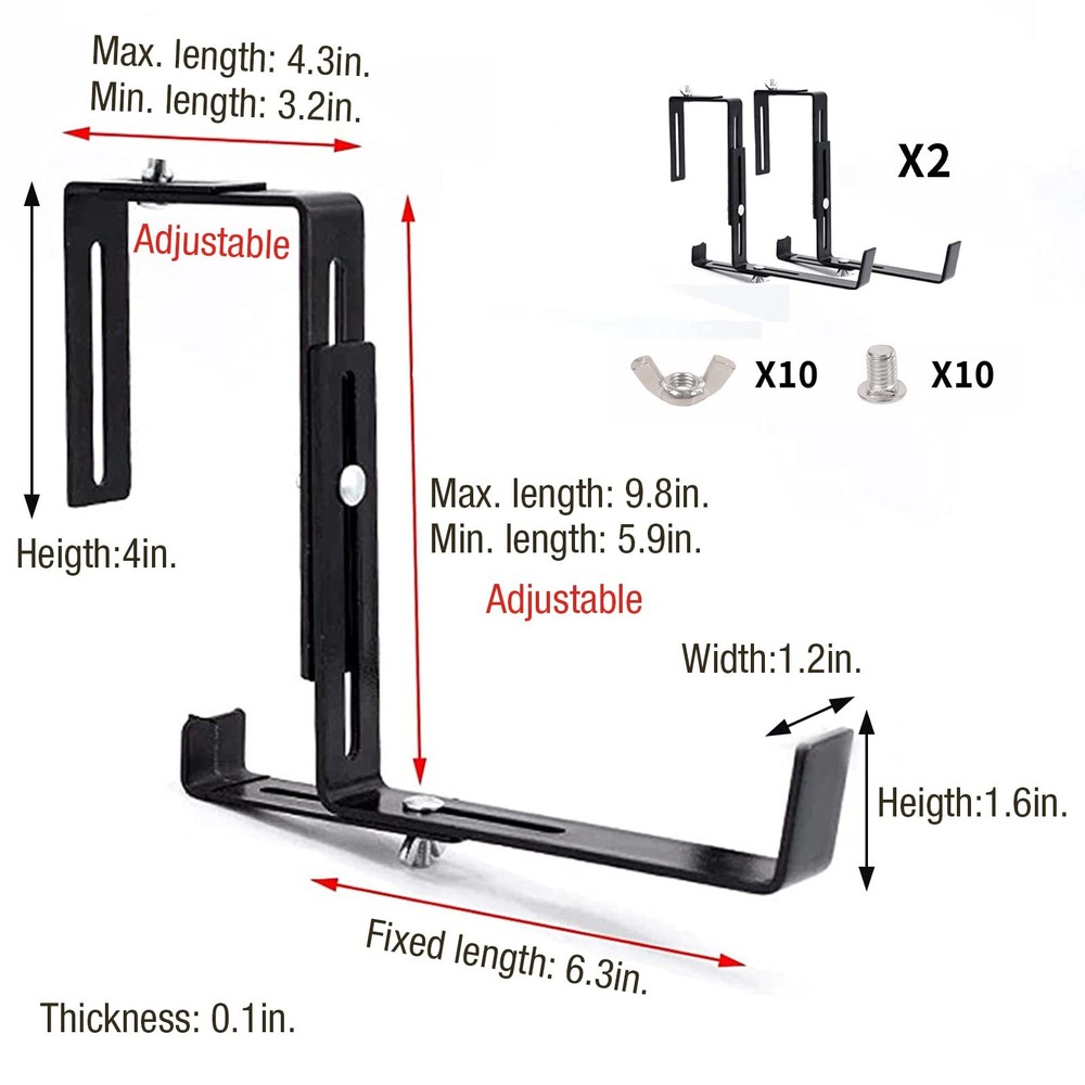 Adjustable Planter Box Brackets Flower Holder Hanger Wall Hook Window Planters