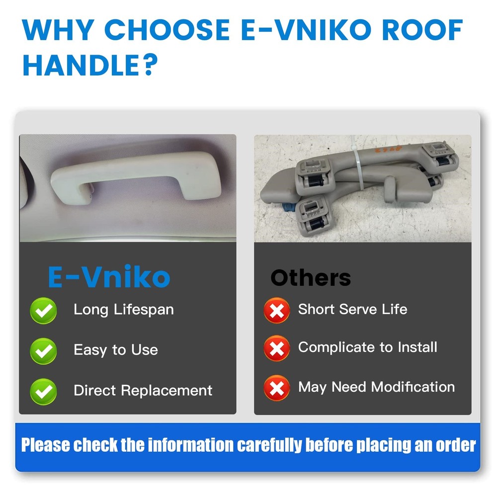 E-Vniko Front Roof Handle Pull Grab Compatible Handle, Silver