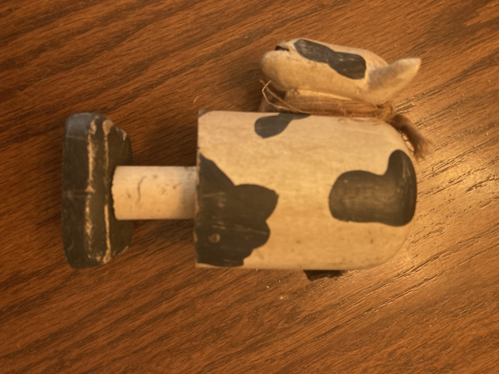 Vintage Wooden Cow & Pig Figurines Handmade Farm Country Decor Folk Art