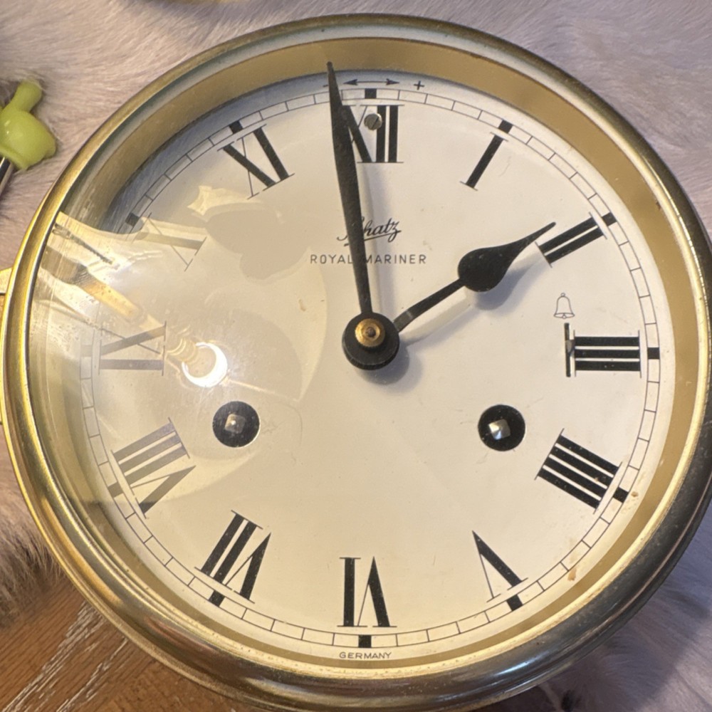 Schatz Royal Mariner Brass Clock, Barometer & Cape Cod Wind Velocity Sailing