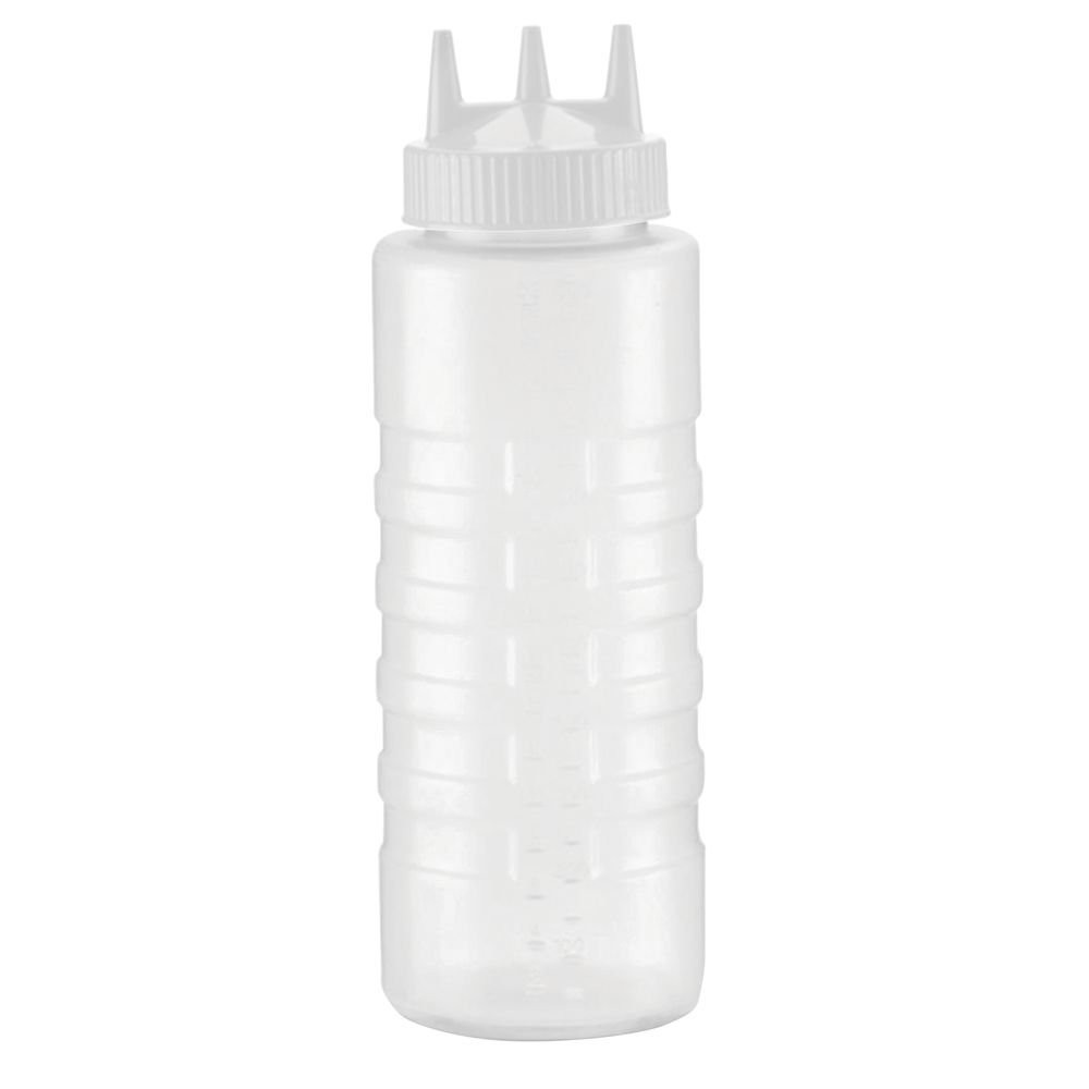 HUBERT Plastic Squeeze Bottle with White Tri Tip Top32 oz Clear