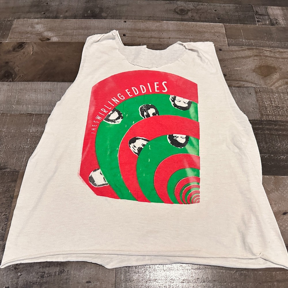 Vintage Swirling Eddies Size Medium Shirt Tattered Stained No Size Tag, Cut OFF