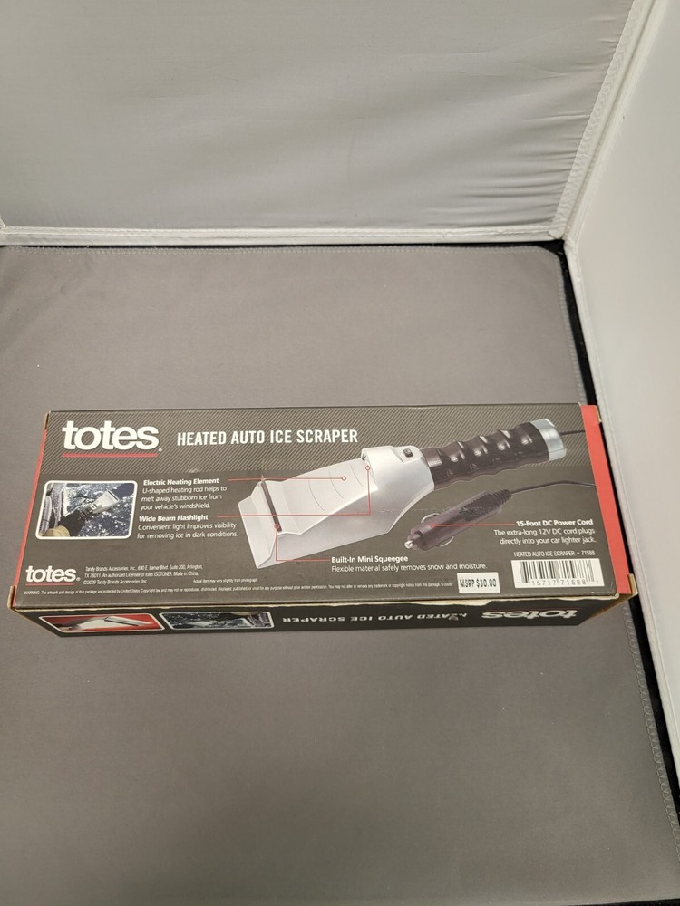 TOTES Heated Auto Car Window Ice Snow Scraper with Built-in Flashlight