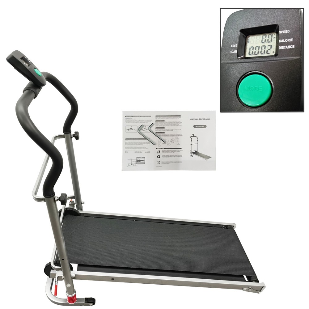 Foldable Non-Electric Manual Walking Treadmill with Digital LCD for Home