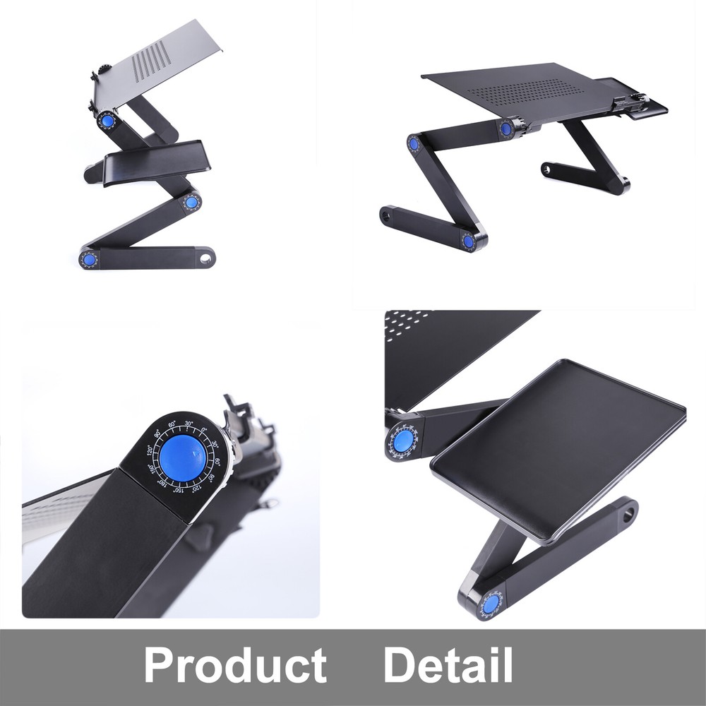 360°Adjustable Laptop Table Folding Lap Desk Notebook Stand W/ Cooling Fan