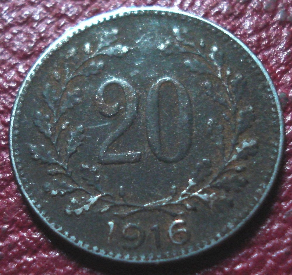 1916 AUSTRIA 20 HELLER IN FINE CONDITION
