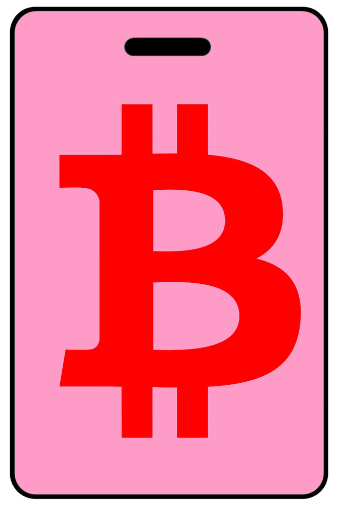 Pink Cryptocurrency "B" Red Logo Luggage/Bag Tag - Personalized