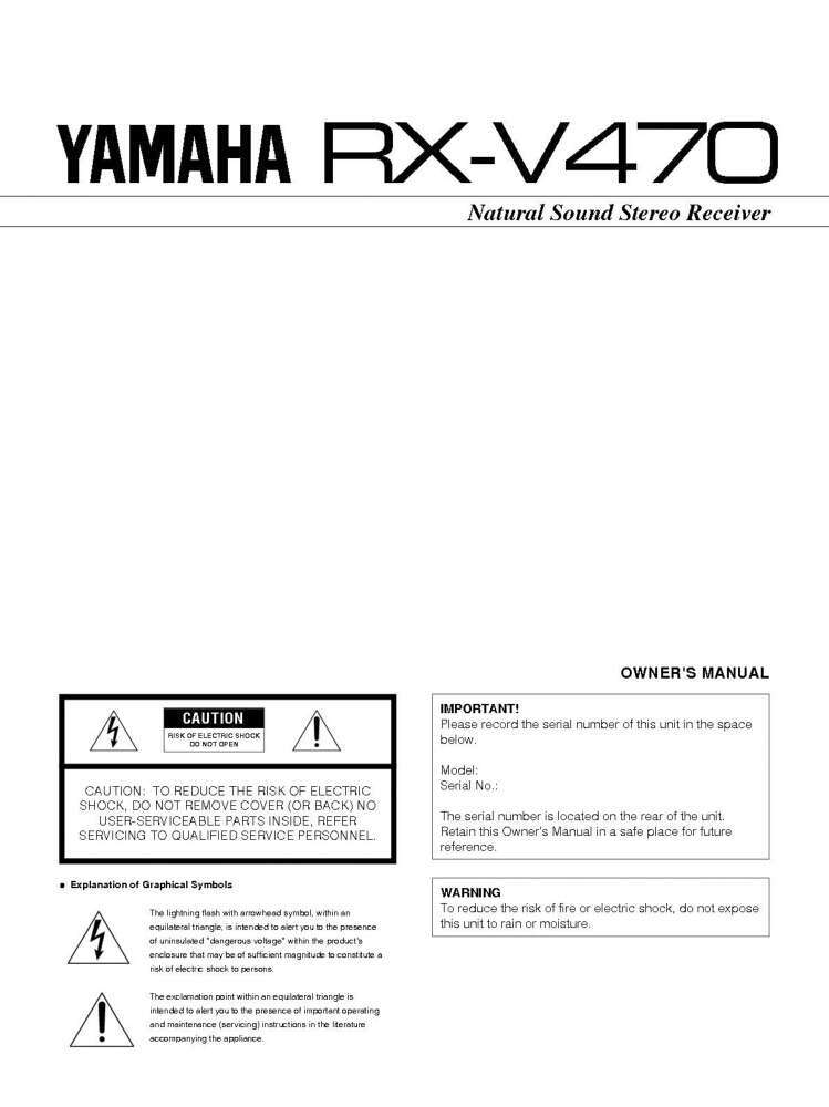 Yamaha RX-V470 Receiver Owners Manual
