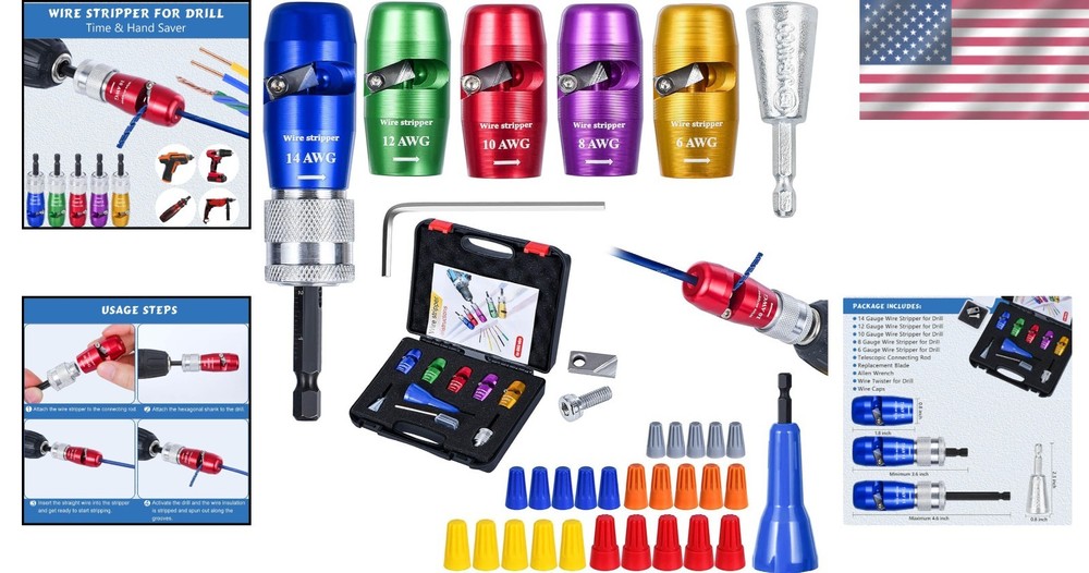 Professional Quality Wire Stripper Drill Attachment - Adjustable for All Gauges