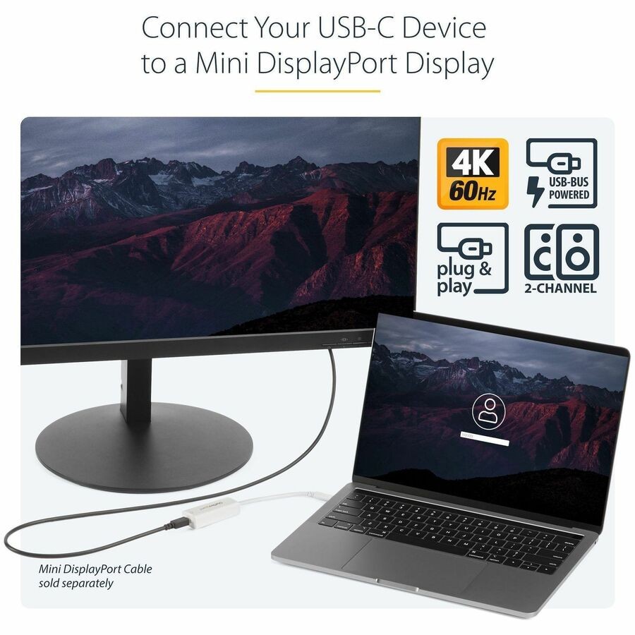 StarTech CDP2MDP USB C to Mini DisplayPort Adapter 4K 60Hz