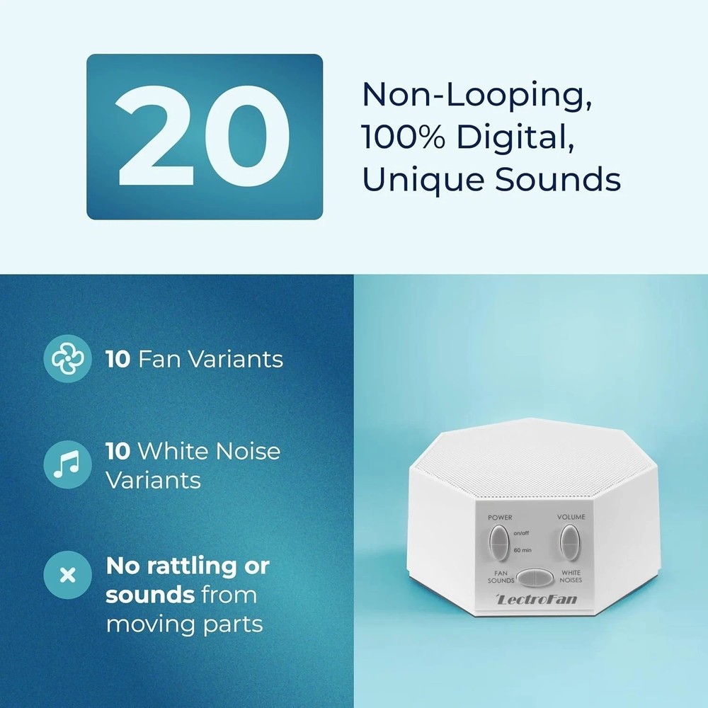 LectroFan Classic White Noise Machine - Compact Sleep Sound Machine for Bedro...